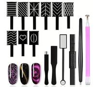 15 Imanes de ojo de gato para uñas, 3D Efecto de Ojo de Gato DIY Nail Art Herramientas,Double-Head Nail magnet imán de ojo de gato para uñas juego de esmalte de uñas magnético para Uñas Polaco Polvo