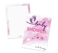 15 Invitations Baby Shower | DV _ 147 - DIN A6 - Fille Rose Baby Shower Carte Carte d'Invitation Fêtes beisammensein Enfant Girl Rose étoiles empreinte