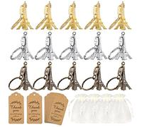 15 juegos de recuerdos de fiesta de París Torre Eiffel llavero retro adorno francés souvenirs llaveros fiesta temática francesa un día en París fiesta té parisino jardín suministros para niñas