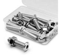 (15 Juegos) Juego de Tornillos y Tuercas Hexagonales M8 x 20 mm 304 Tornillos de Conector Para Muebles de Cabeza Plana de Acero Inoxidable