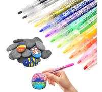 15 kits de pintura de roca para niños, guijarros de 3 a 5 cm para pintar con 12 marcadores acrílicos, kit de pinturas de piedra planas y lisas para manualidades, rocas para manualidades, decoración