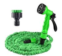 15 M Manguera de jardín flexible para riego, Manguera de agua flexible con 7 funciones de aspersión y adaptadores rápidos, Manguera de jardín extensible para riego de jardín, mascotas, lavado de autos