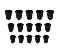 15 macetas de riego automático de plástico con depósitos profundos para interiores y exteriores, humedad para orquídeas, hierbas, suculentas, juego de 3 tamaños, blanco transparente (negro)