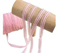 15 Meters Cute Bilateral Ruffle Stretchy Lace Trim Fabric Diy For Home Decor Patchwork 1cm Width Colored Elastic Ribbon(Pink)