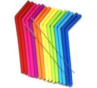 15 pajitas de silicona reutilizables para Yeti de 887 y 590 ml, flexibles, fáciles de limpiar, con 2 cepillos de limpieza, sin BPA ni sabor a goma