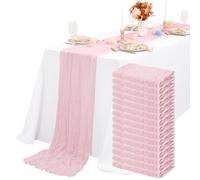 15 Paquetes Camino de Mesa de Estopilla Bebé Rosa 300cm, Camino de Mesa Boho de Gasa Rústica , Mantel de Decoración de Mesa de Boda para Despedida de Soltera Fiesta Boda Vacaciones(55x300cm)