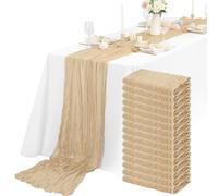 15 Paquetes Camino de Mesa de Estopilla Beige 400cm, Camino de Mesa Boho de Gasa Rústica , Mantel de Decoración de Mesa de Boda para Despedida de Soltera Fiesta Boda Vacaciones(55x400cm)