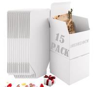 15 Pcs Cajas de Cartón Kraft, Cajas Cuadradas Pequeñas, para Detalles de Boda Cajitas Regalo Pequeñas para Comunion Boda Cumple, Blanco