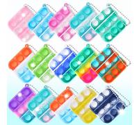 15 PCS Pop Fidget It Mini Llaveros Infantiles, Juego de Squeeze Pop Bubble Fidget Toys, Silicona Fidget Juguete, Juguetes Sensoriales Multicolor para Niños Adultos