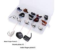 15 Pcs Pulgar de Guitarra Finger Picks Dedo índice Selecciones Accesorio DIY con Caja de Almacenamiento