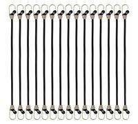 15 Pcs Pulpos Elásticos Pulpo Sujeción con Ganchos Universal Cuerdas Elásticas con 2 Ganchos Tensor Cuerda Elástica para Coche, Moto, Bici, Camping, Portabicicletas, Remolques, Transporte, Negro, 25cm