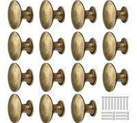15 Perillas de Bronce Vintage, Tiradores de Muebles Redondos de 30 mm, Pomos de Cobre Antiguo, Mango de Armario con Tornillos para Gabinete, Cajones, Cocina, Baño