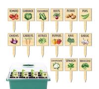 15 Pieces T Type Wooden Plant Labels | Vegetable Garden Markers Printed Pattern Signs Reusable Identification Tags For Clear Organization And Labeling Gardeners Farmers Backyard Raised Bed