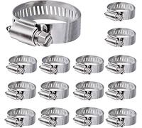 15 piezas 304 de en acero inox Abrazadera de manguera, 13-19mm ajustable Abrazadera de Manguera,Aplicar a Mangueras de Seguridad, Tuberías, Cables, Grifos de Agua, etc.