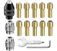 15 Piezas 4486 Portabrocas Compatible con Dremel, Latón y Tuercas de Metal 0,8 a 3,2 mm Sustituye Portabrocas sin llave,Herramienta rotativa Accesorio para Cambiar (M7x0.75mm Largo)