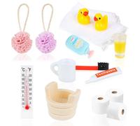 15 Piezas Accesorios de Baño para Casa de Muñecas, Set de Baño Miniatura 1/12, Juguetes en Miniatura, Decoración Navideña Bonita para Muñecas, Niños y Niñas