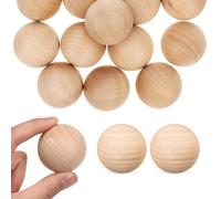 15 Piezas Bola Redonda de Madera, Decorativo, Khaki | Madera Natural sin Acabado, Textura Lisa, Acepta Tintes, Uso en Proyectos y Decoración del Hogar