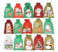 15 Piezas Bolsas de Regalo de Arpillera Navideñas,Saco de Regalo Navidad con Cordón de Yute,Bolsas de Calendario de Adviento Navidad para Bricolaje,Fiesta(14x10cm)