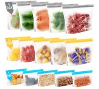 15 Piezas Bolsas Silicona Reutilizables, ReaGold Bolsas Congelacion Reutilizables, Bolsa Zip Alimentos Reutilizable sin BPA, Bolsa Congelar Zip Alimentos para Frutas, Almuerzos, Viajes