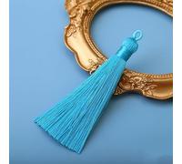 15 piezas colgantes de borlas de algodón hechos a mano, mini colgante de 17 cm, borla de algodón, borlas sedosas, borlas para bricolaje, joyas, llaveros, artesanías, pendientes de mujer, azul claro