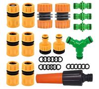 15 Piezas Conector Manguera, Kit de Conector de 1/2 Pulgada, Adaptador Grifo Manguera, Material ABS Reforzado Accesorios Manguera Jardin Conexión rápida conector de grifo de rosca de jardín