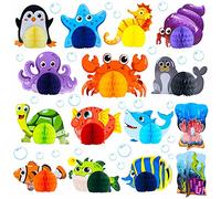 15 piezas de centro de mesa de panal de animales marinos, decoración de mesa de criaturas marinas con temática oceánica, suministros de fiesta de panal para mesa de fiesta,cumpleaños