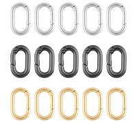 15 Piezas de Mosquetones Ovalados Pequeños de Metal con rResorte, Juego de Carabinas, para Llaveros, Viajes, Pesca, Camping, Senderismo