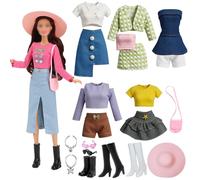 15 piezas de ropa y accesorios compatibles con Barbie para muñecas de 11,5 pulgadas, 3 juegos de nuevas tendencias de moda la primavera 3 conjuntos de trajes de verano todos los días 2 collares 3