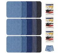 15 piezas de tela termoadhesiva Jean, 5 colores parches vaqueros termoadhesivos de mezclilla, parches de mezclilla para planchar en interiores y exteriores con kit de costura para adultos y niños