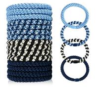 15 Piezas Gomas Pelo Mujer, Coleteros Pelo Mujer de Algodón Suave, Gomas de Pelo Elásticas Sin Metal para Coletas y Trenzas, Accesorios Pelo Ideales para Deporte y Uso Diario (Azul)