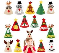 15 Piezas Gorros de Fiesta Crackers Navidad,Gorro Fieltro Cónico para Niños Adultos,Divertidos Sombrero de Fiesta Reutilizable Accesorios Fiestas,Chistes Gorros para Fiestas de Navidad Año Nuevo