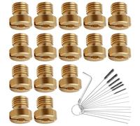 15 piezas Kit de chorro principal carburador, M4 chorros carburador con agujas de limpieza, boquillas principales 40、44、46、48、50、52、54、56、58、60、65、70、75、80、85, latón, para Dellorto PHBG/SHB