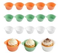 15 Piezas Molde Silicona Magdalenas, Molde Magdalenas Horno, Moldes de Silicona para Muffins, Antiadherentes, Reutilizables, para Pasteles, Pudines, Muffins, Helados y Postres (3 Colores)