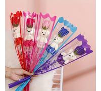 15 piezas, Oso de peluche individual multicolor con flores , nunca se desvanece, bolsa transparente individual , adecuado para de la , boda, Día de San Valentín, regalo de de para ella