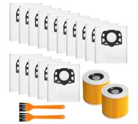 15 piezas para Kärcher KFI 357 Bolsos para Aspiradora +2 Filtros +2 Cepillo para Filtros Recambios para Kärcher WD2 Plus, WD2, WD3, SE4002, SE4001 KWD1-3 WD3.200, 2.863-314.0
