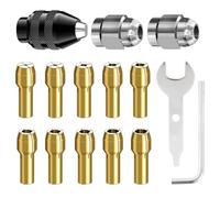 15 Piezas Portabrocas Compatible con Dremel, Accesorios para Herramienta Rotativa, 0,8 a 3,2 mm Sustituye 4486 Portabrocas sin llave, Sustituye 4485 Portabrocas de Latón y Tuercas de Metal