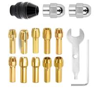15 Piezas Portabrocas Compatible con Dremel, Accesorios para Herramienta Rotativa, Mandril de Cambio Rápido y Pinzas de Latón, Compatible con 4485/4486, Juego Multifunción