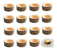 15 Piezas Portavelas de Madera Tronco Soporte de Madera Portavelas Personalizable Candelabros para Velas de té para Restaurantes, Bodas, Banquetes y Fiestas, Celebraciones