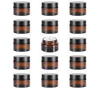 15 Piezas Tarros de Crema de Vidrio Ámbar Vacío,Tarros de Crema Vacíos listos para ViajarTarros Vacíos de Vidrio ámbar para Ungüentos,Adecuado para Cosméticos, lácteos, Cremas Faciales (A)