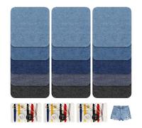 15 Piezas Tela de Parches de Jean, 9 × 10,9 cm 5 Colores Parches Termoadhesivos Parche Jean Termoadhesivo Apliques De Jeans Con kit de Costura Se puede Cortar para Arreglar Roto Jeans Chaquetas Bolsos