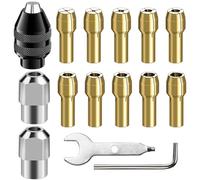 15 Piezas Universal Portabrocas,Latón y Tuercas de Metal,Accesorios para Herramienta Rotativa,Autoajustable Múltiples Propósitos Cambio Rápido 0,8 a 3,2 mm Sustituye Portabrocas Sin Llave(M8x0.75mm)