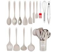 15 Piezas Utensilios de Cocina de Silicona,Amarillo Claro Juego de Utensilios de Cocina de Silicona,Sin BPA,Juego Utensilios de Cocina Resistencia al Calor y Antiadherente con Cubo
