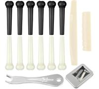 15 pines de puente de guitarra, piezas de tuerca de guitarra, clavijas de guitarra acústica, accesorios de guitarra acústica, extractor de pines 3 en 1, kit de herramientas de repuesto (blanco +