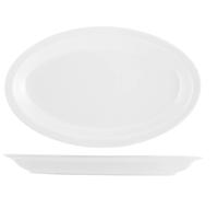 15 Platos De Mesa Ovalados Roma En Porcelana Blanca CM 24 Hecho En Italia