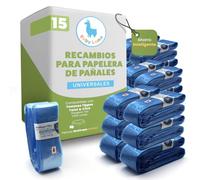 15 Recambios para Papelera de Pañales Universales - Compatibles con Tommee Tippee Twist & Click, Sangenic Tec, Simplee, Angelcare y Más - Bolsas Antiolor Perfumadas