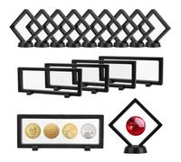 15 soportes flotantes para exhibición de marco flotante, soporte de exhibición flotante 3D con pedestales, vitrina transparente flotante para joyas de monedas, medallas, muestras, medallones