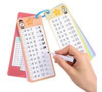 15 tarjetas de multiplicación de tablas de horario, tarjetas flash de matemáticas de 0 a 12 veces con 2 marcadores de borrado en seco y 1 anillo, tabla de multiplicación para aprendizaje de primer a