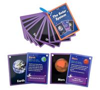 15 tarjetas interactivas resistentes de planeta solar de doble cara, tarjetas de aprendizaje de vocabulario para aula, enseñanza bilingüe