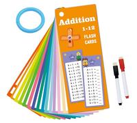 15 tarjetas reutilizables de adición de matemáticas para niños, herramienta de aprendizaje borrable y duradera para educación temprana, entrenamiento escolar y práctica en casa Nzd282 (naranja, 10 x