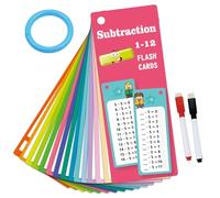 15 tarjetas reutilizables de resta de matemáticas para niños, herramienta de aprendizaje borrable y duradera para educación temprana, entrenamiento escolar y práctica en casa Nzd283 (rojo sandía, 10 x